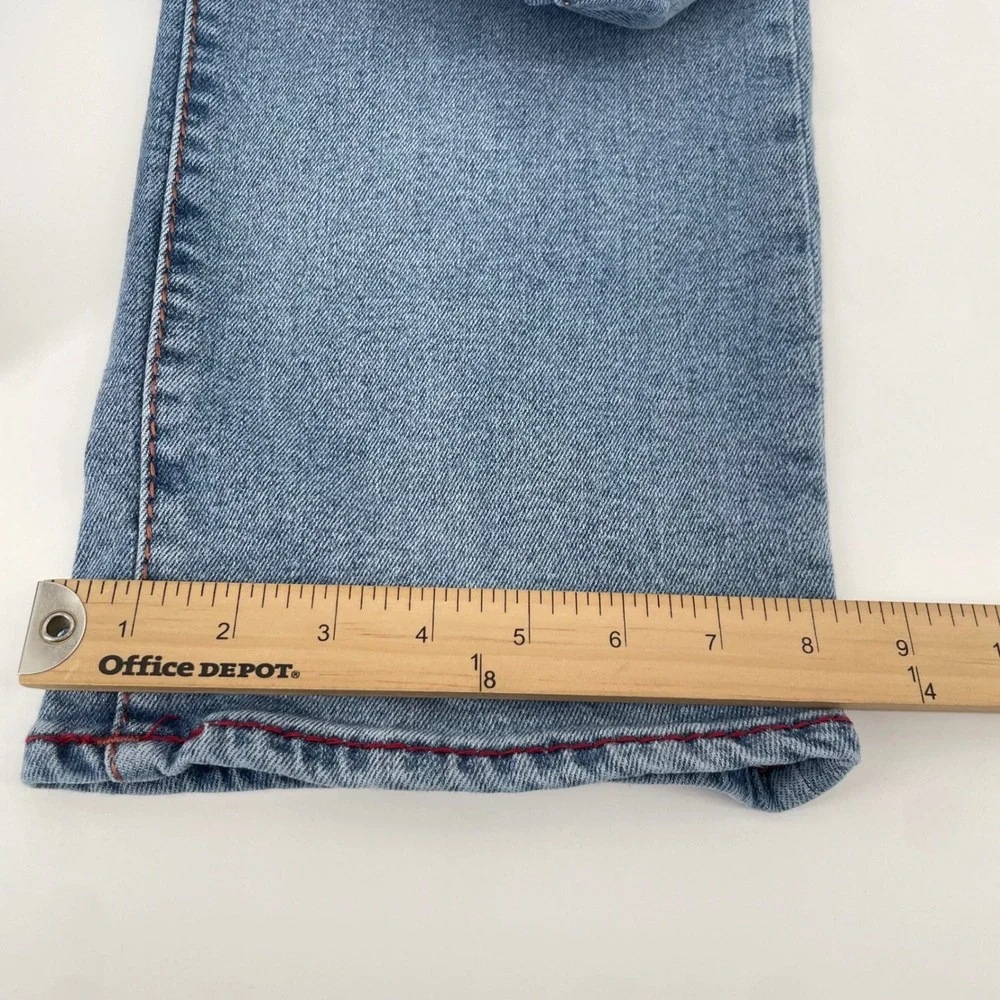 True Religion Ricky Jeans Mens 36 Blue Relaxed Straight Contrast Red Stitching